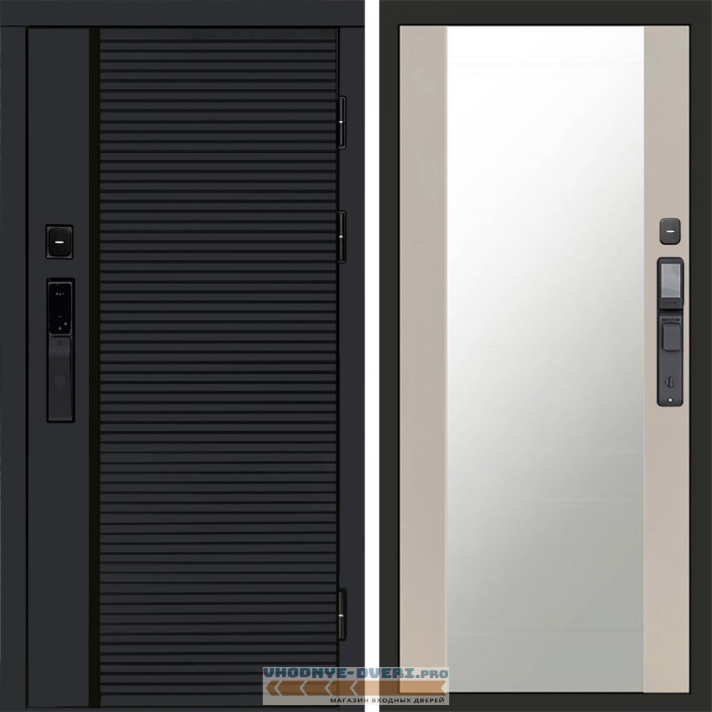 Дверь Termo Door  Smart (Смарт) Black Line Зеркало 27 Слоновая кость